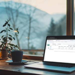 Laptop mit Meta Ads Werbeanzeigenmanager zur Analyse eines Ads Accounts