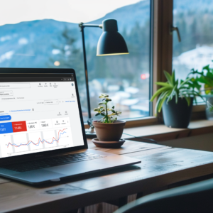 Laptop mit Google Ads Dashboard zur Analyse eines Ads Accounts